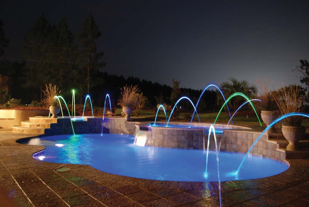Deck Jets and custom lighting Trilogy fiberglass Pool Deck Jets and custom lighting Trilogy fiberglass Pool