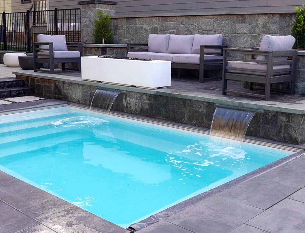 Fiberglass Model Milan in Pearl White Crystite Crystal finish with Coverstar Under Track Autocover